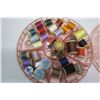 Image 2 : Pink plastic sewing storage tray with vintage threads