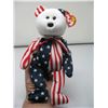 Image 2 : TY BEANIE BABY - BEAR - SPANGLE (White Face) - Mint Condition with Tags - Protective Plastic Case
