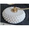 Image 3 : Rare 1960's Fenton Hobnail milk glass & brass table top plant/ candle hanger.