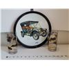 Image 1 : Mid Century Automotive themed tray and highball glasses.