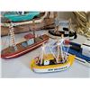 Image 2 : Mid century ceramic ship thermometer & handmade wooden boats.