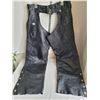 Image 1 : Men's large diamond-plate buffalo leather motorcycle chaps.