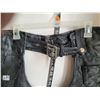 Image 2 : Men's large diamond-plate buffalo leather motorcycle chaps.