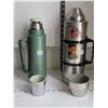 Image 1 : Green stainless Stanley thermos & Uno-Vac stainless, both USA made.