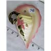 Image 1 : 1952-'54 Hull pottery wall pocket. Woodland pattern #W13. Hi gloss,chartreuse & pink tinted.
