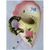 Image 2 : 1952-'54 Hull pottery wall pocket. Woodland pattern #W13. Hi gloss,chartreuse & pink tinted.