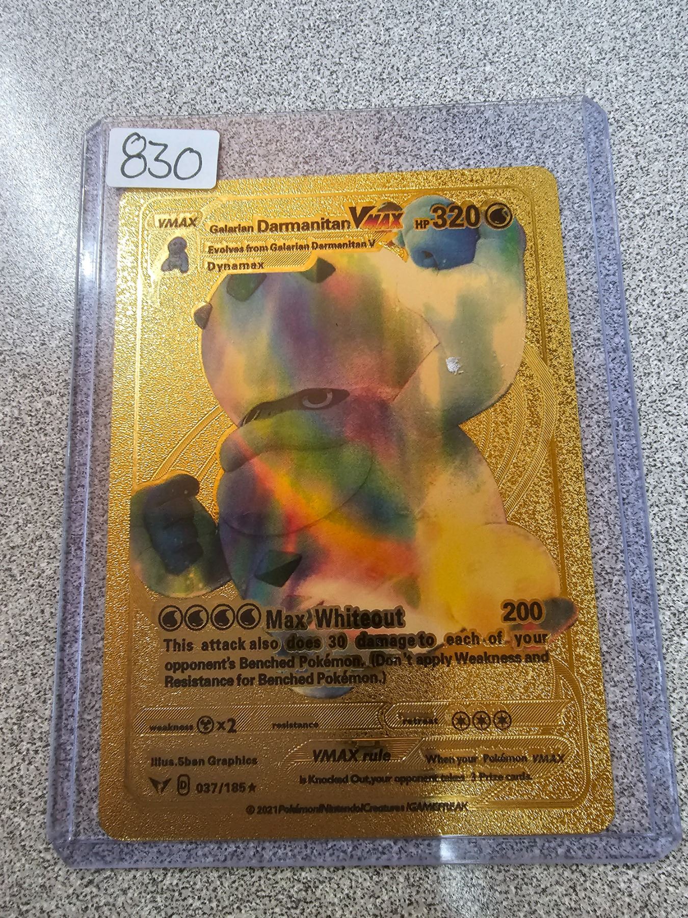 max whiteout pokemon card gold Pokmon - Galarian Darmanitan VMAX - Max Whiteout - Gold Foil -Fan Art Card