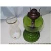Image 2 : Antique green glass oil lamp