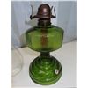 Image 3 : Antique green glass oil lamp