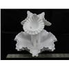 Image 1 : Hobnail Milk Glass Ribbon Dish with Sprouting flowers