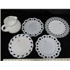 Image 2 : Hobnail milk glass pitcher with 4 milk glass plates