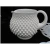 Image 4 : Hobnail milk glass pitcher with 4 milk glass plates