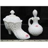 Image 1 : Hobnail milk glass ladies shoe & perfume vase