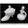 Image 3 : Hobnail milk glass ladies shoe & perfume vase