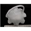 Image 3 : Hobnail Milk glass Ribbon Basket with handle