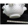 Image 4 : Hobnail Milk glass Ribbon Basket with handle