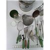 Image 2 : Antique/Vintage Green handled Cooking Utensils