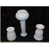 Image 2 : 1 Hobnail milk glass vase & 2 candle holders