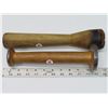 Image 4 : 2 Antique wooden textile yarn bobbin spools (12" tall, 10"tall)