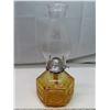 Image 2 : Antique Amber glass coal oil lampwith horse & buggy designs