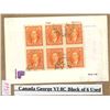 Image 1 : Canada George VI 8C Block of 6 Used Stamps