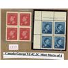 Image 1 : Canada George VI 34C, 5C Mint Blocks of 4 Stamps