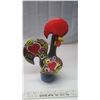Image 3 : Folk Art hand painted Large Ceramic Rooster 11"tall (small paint chip)