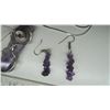 Image 4 : Large Wire-wrapped Amethyst Stone Pendant Necklace + Earrings