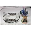 Image 2 : Lead inlayed glass dish, "Bailey's 95" mini house & Porcelain dolphin ornament