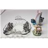 Image 4 : Lead inlayed glass dish, "Bailey's 95" mini house & Porcelain dolphin ornament