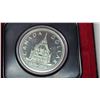 Image 2 : 1976 Library of Parliament Silver Dollar. Specimen. Bright White. Housed in its original black clams