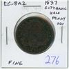Lower Canada 1837 City Bank Half Penny Un Sou Pre-Confederation Token. LC-8A2. Habitant/Bank Seal. F