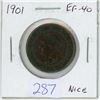 Image 1 : 1901 Victorian Large Cent. The last Large Cent issued for Queen Victoria. EF-40. Nice.