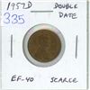 Image 1 : USA. 1957D Double Date Cent. EF-40. Scarce.