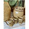 Image 2 : 8 vintage pieces of wicker- includes 4 various baskets, and 4, handled beverage holders.