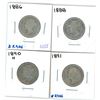 Image 1 : 1886, 1888, 1890H, 1891 Canadian Silver Twenty-Five Cent Coins (4)