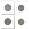 Image 2 : 1886, 1888, 1890H, 1891 Canadian Silver Twenty-Five Cent Coins (4)