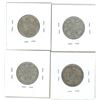 Image 2 : 1907, 1908, 1909, 1910 Canadian Silver Twenty-Five Cent Coins (4)