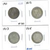 Image 1 : 1911, 1912, 1913, 1915 Canadian Silver Twenty-Five Cent Coins (4)