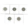 Image 2 : 1901, 1902, 1902H, 1903H, 1904 Canadian Silver Ten Cent Coins (5)