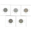 Image 2 : 1905, 1906, 1907, 1908, 1909 Canadian Silver Ten Cent Coins (5)