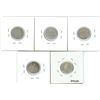 Image 2 : 1909, 1910, 1911, 1912, 1913 Canadian Silver Ten Cent Coins (5)