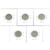 Image 2 : 1919, 1920, 1921, 1928, 1929 Canadian Silver Ten Cent Coins (5)