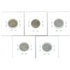 Image 2 : 1945, 1946, 1947, 1947 ML, 1948 Canadian Silver Ten Cent Coins (5)