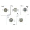Image 1 : 1949, 1951, 1952, 1953 NSF, 1954 Canadian Silver Ten Cent Coins (5)