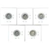 Image 2 : 1960, 1961, 1962, 1963, 1964 Canadian Silver Ten Cent Coins (5)