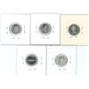 Image 2 : 1965, 1966, 1967, 1967, 1968 Canadian Silver Ten Cent Coins (5)