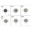 Image 1 : 1901, 1902, 1902H, 1903H, 1904, 1905 Canadian Silver Five Cent Coins (6)