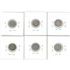 Image 2 : 1906, 1907, 1908, 1909, 1910, 1911 Canadian Silver Five Cent Coins (6)