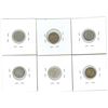 Image 2 : 1912, 1913, 1914, 1915, 1916, 1917 Canadian Silver Five Cent Coins (6)